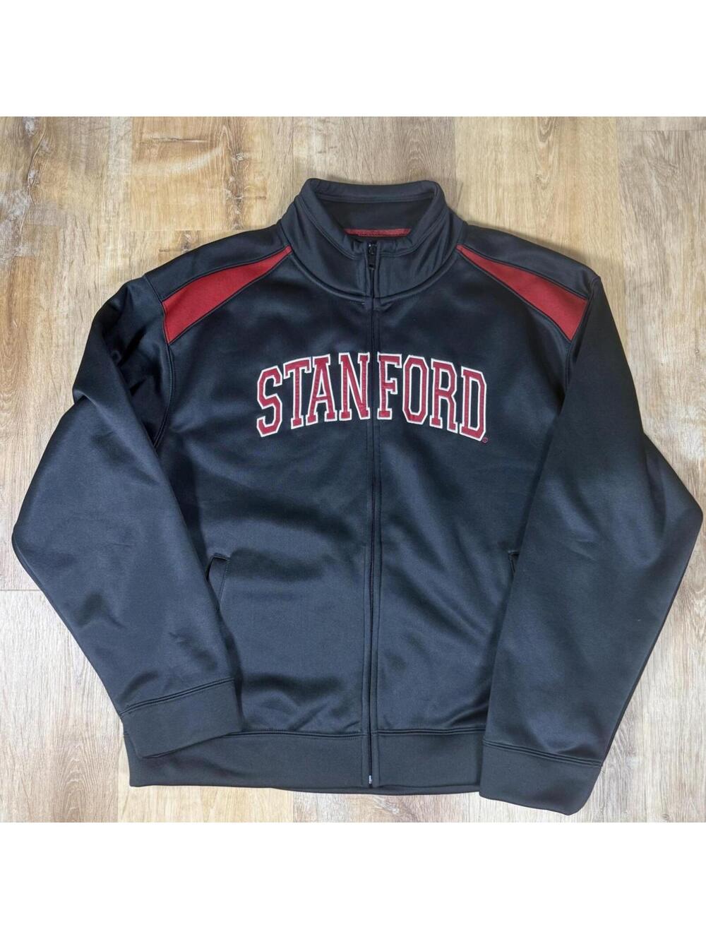 Y2K Stanford University Zip-Up Jacket – Black (L)